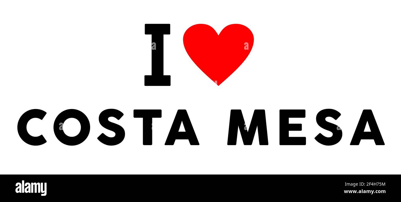 J'aime la ville de Costa Mesa comme le symbole du tourisme de coeur de voyage Banque D'Images