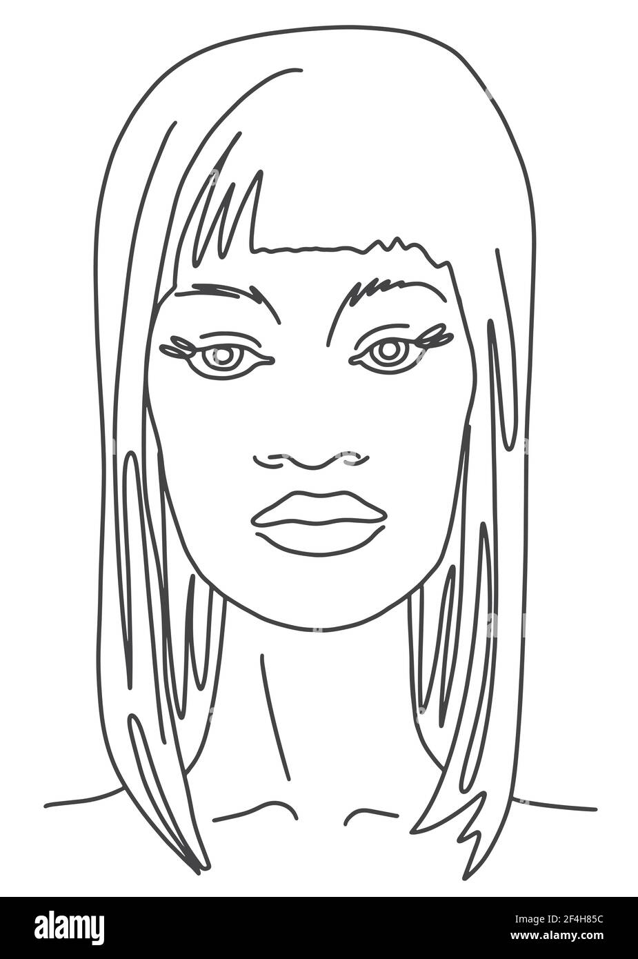 Contour esthétique de la face de dessin de ligne. Portrait de femme abstrait. Illustration du vecteur d'esquisse Illustration de Vecteur