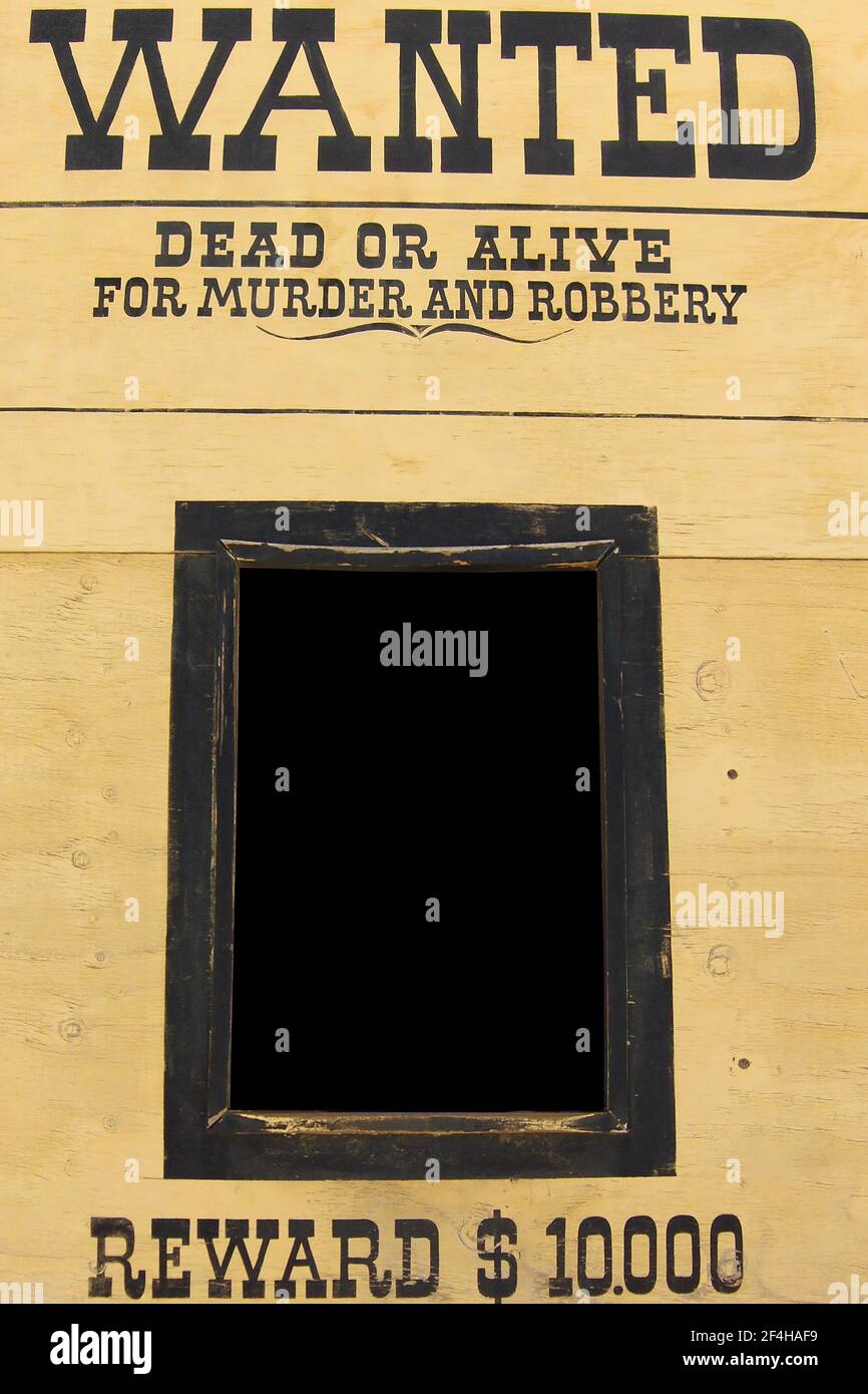 Affiche « Wanted Dead or Alive » avec espace vide à placer la photo que vous voulez Banque D'Images