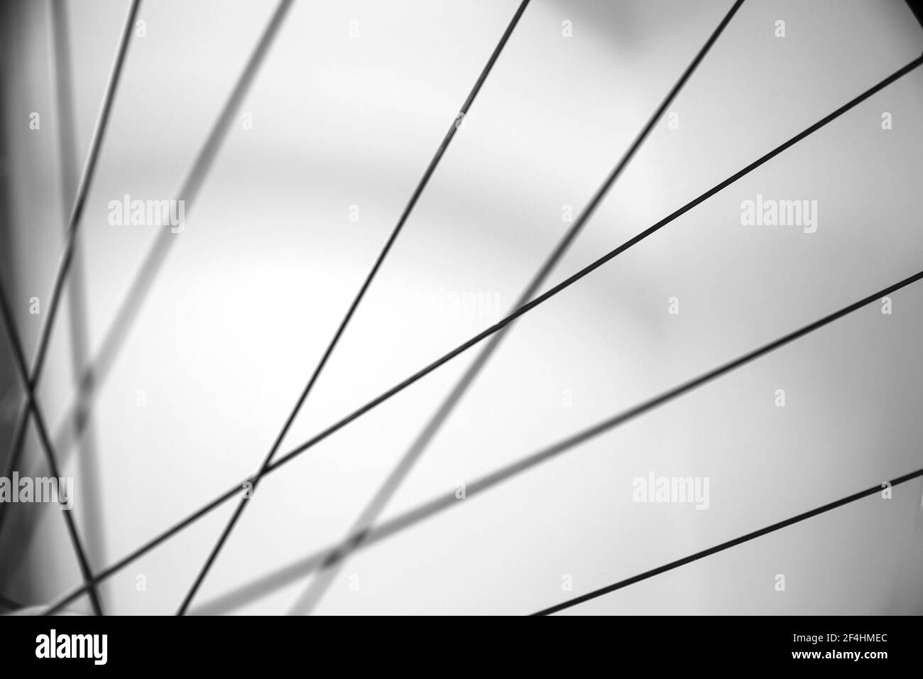 Gros plan des rayons d'une roue de vélo. Résumé hors foyer de la ligne parallèle de vélo Banque D'Images