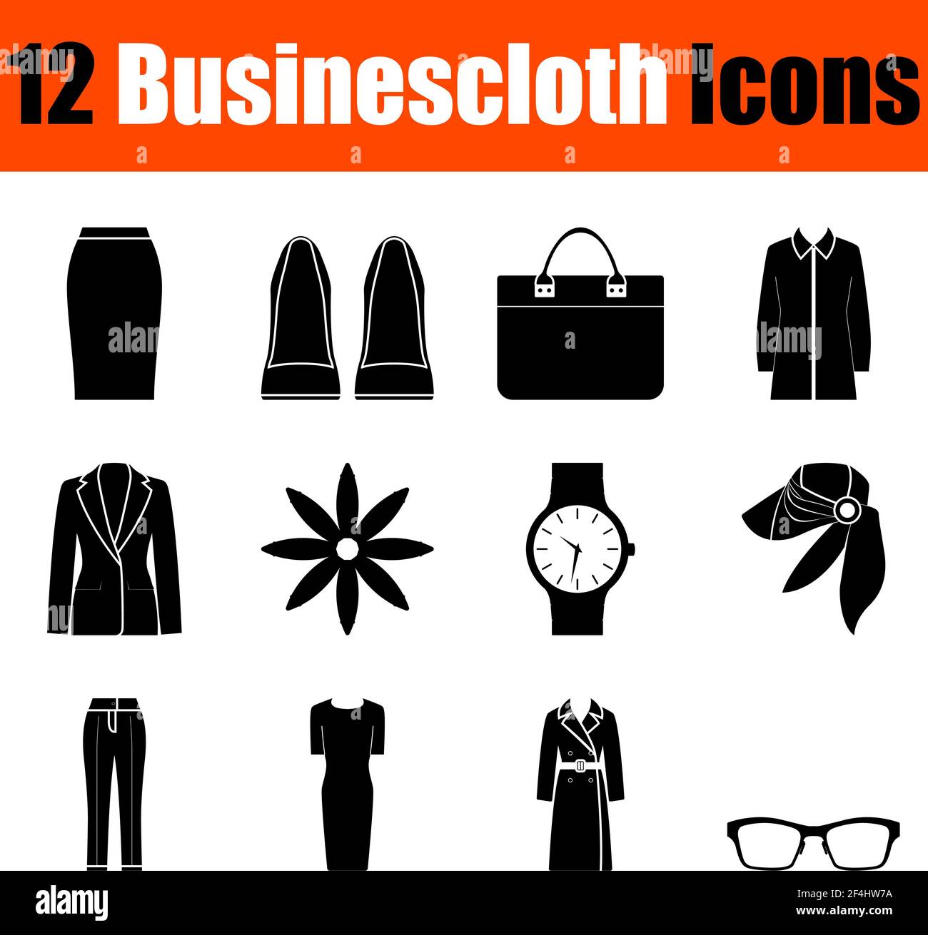 Ensemble d'icônes BusinesCloth. Joli et doux motif glyphe. Illustration vectorielle entièrement modifiable. Texte développé. Illustration de Vecteur
