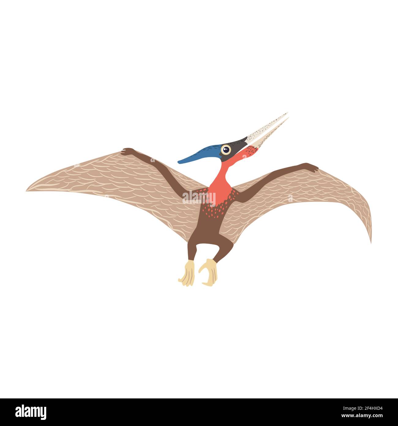 Ptérodactyle volant, collection de dinosaures préhistoriques. Animaux anciens. Dessiné à la main. Illustration de Vecteur