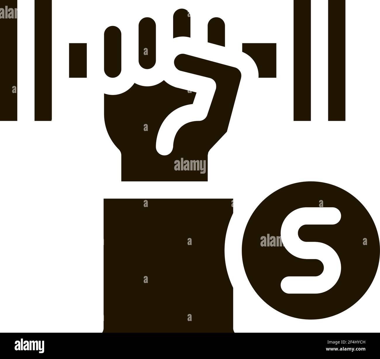 Illustration du glyphe de la main à l'icône de la cloche à la main Illustration de Vecteur