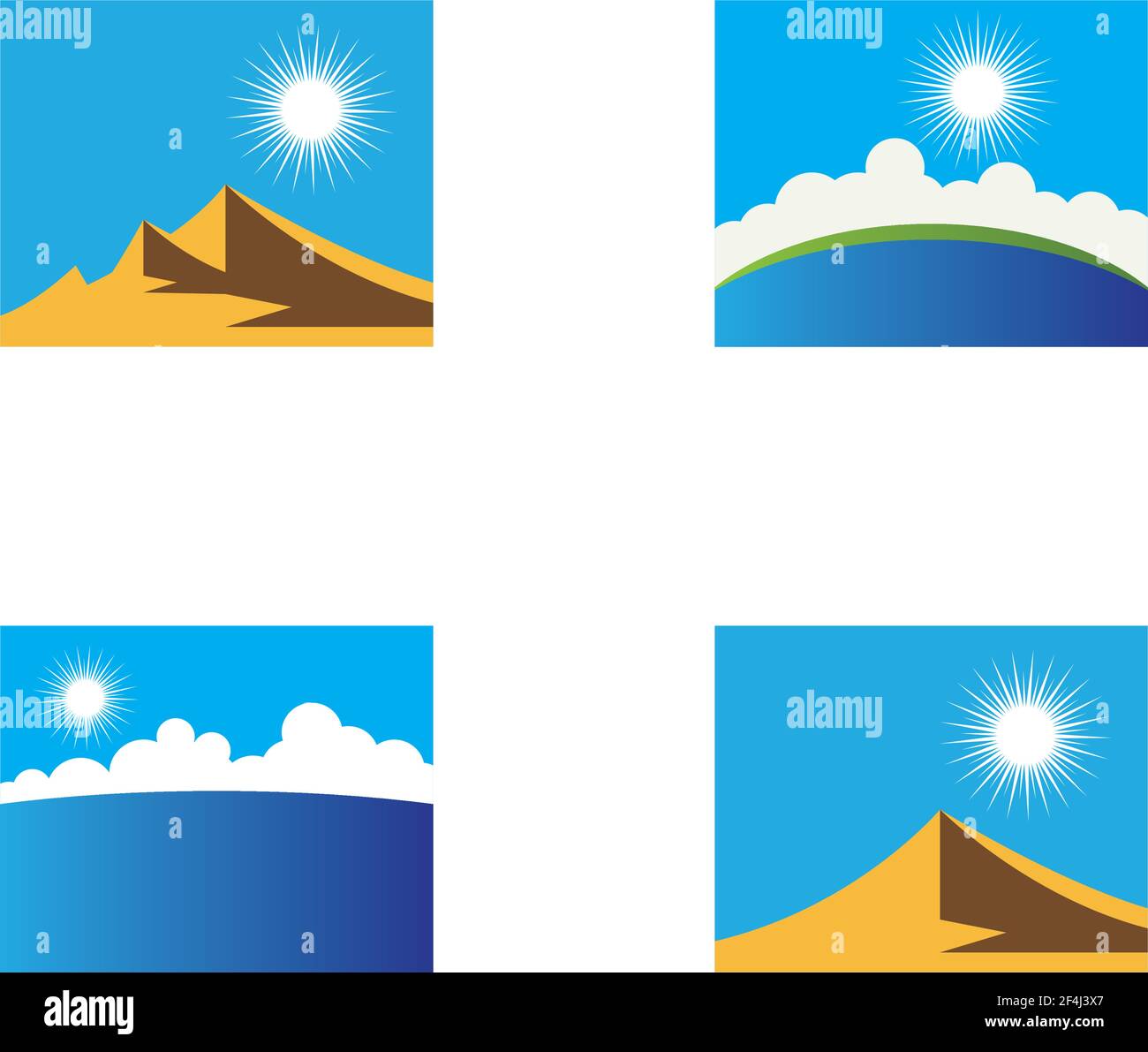 Illustration d'une icône de vecteur de montagne avec ciel bleu et nuage Illustration de Vecteur