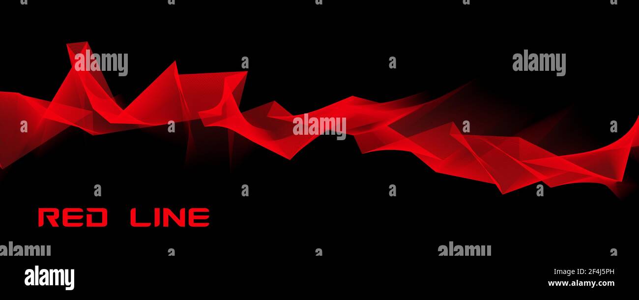 Ligne rouge brisée abstraite sur fond noir avec effet de transparence. Graphique vectoriel Illustration de Vecteur
