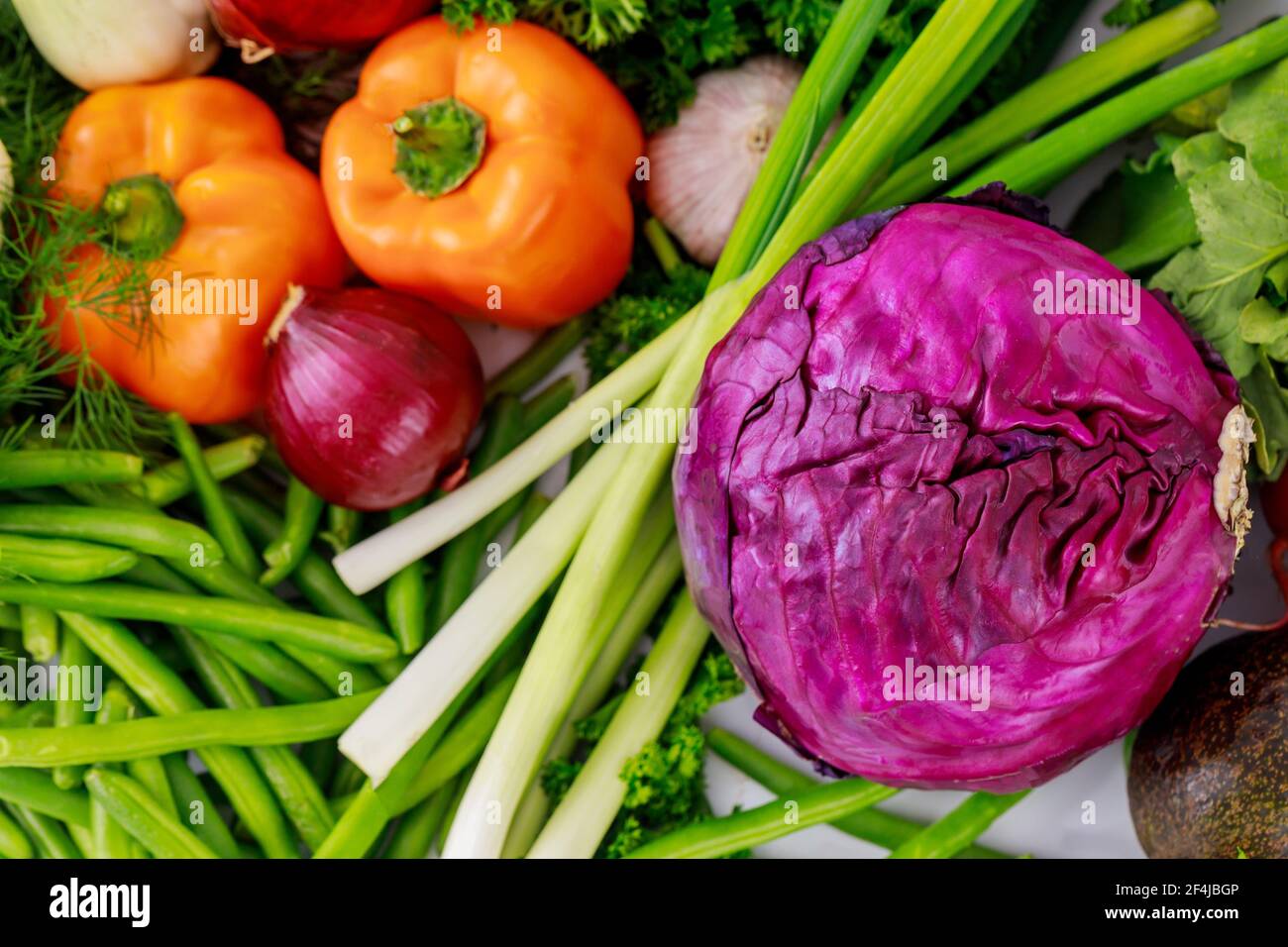 Mélange de légumes frais et sains. Vue de dessus. Banque D'Images
