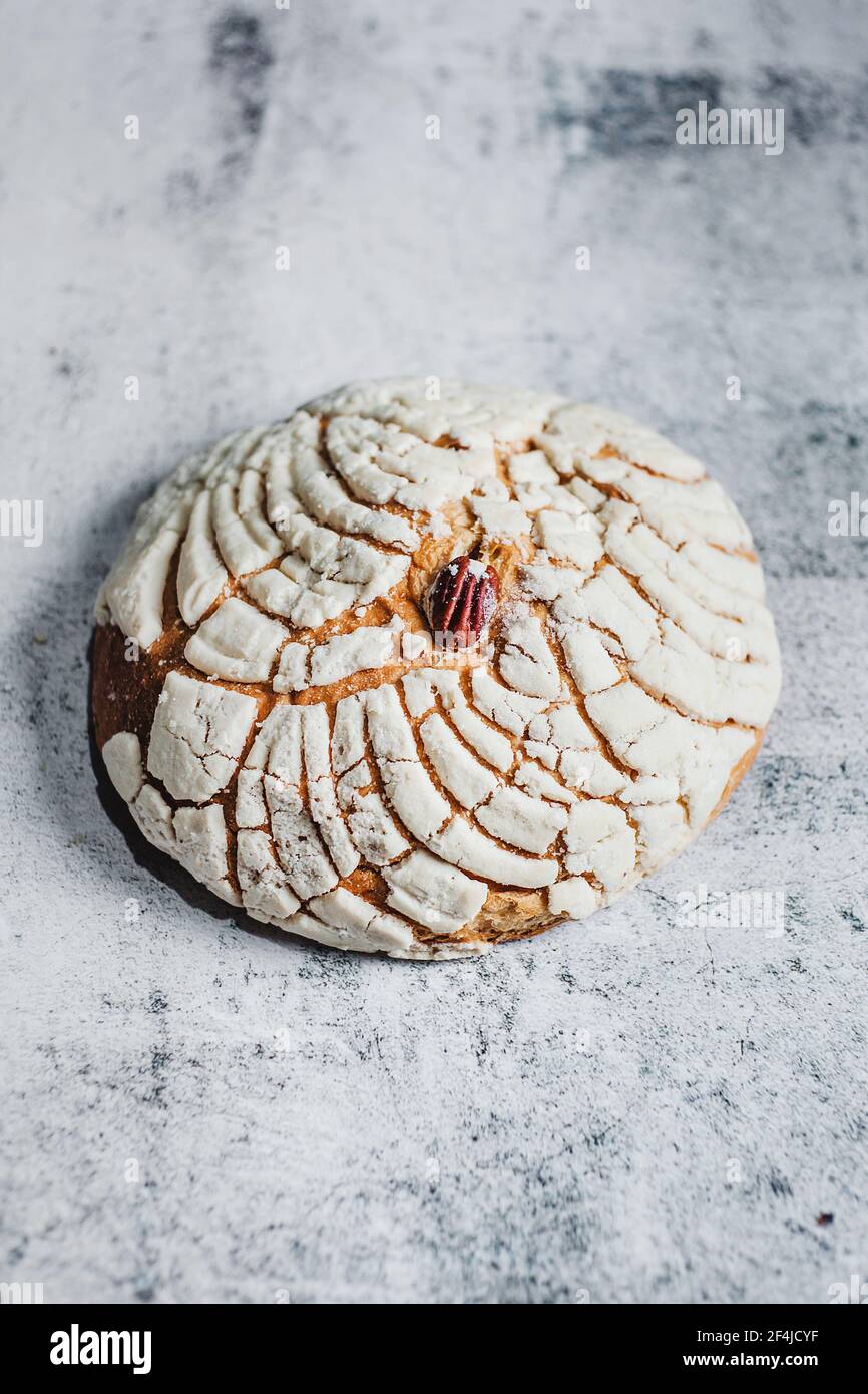 Conchas pain sucré mexicain boulangerie traditionnelle et petit déjeuner du Mexique Banque D'Images