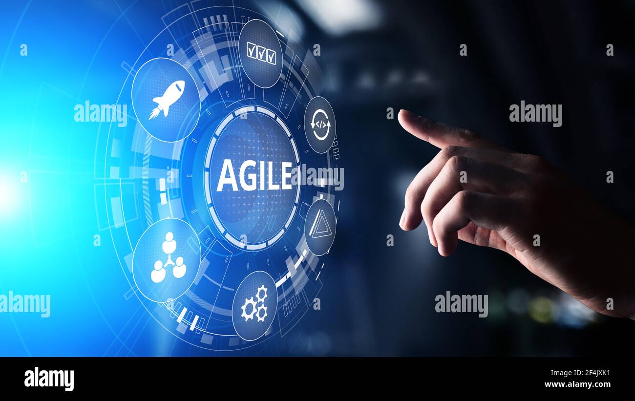 Méthodologie de développement Agile concept sur un écran virtuel. Technologie concept Banque D'Images