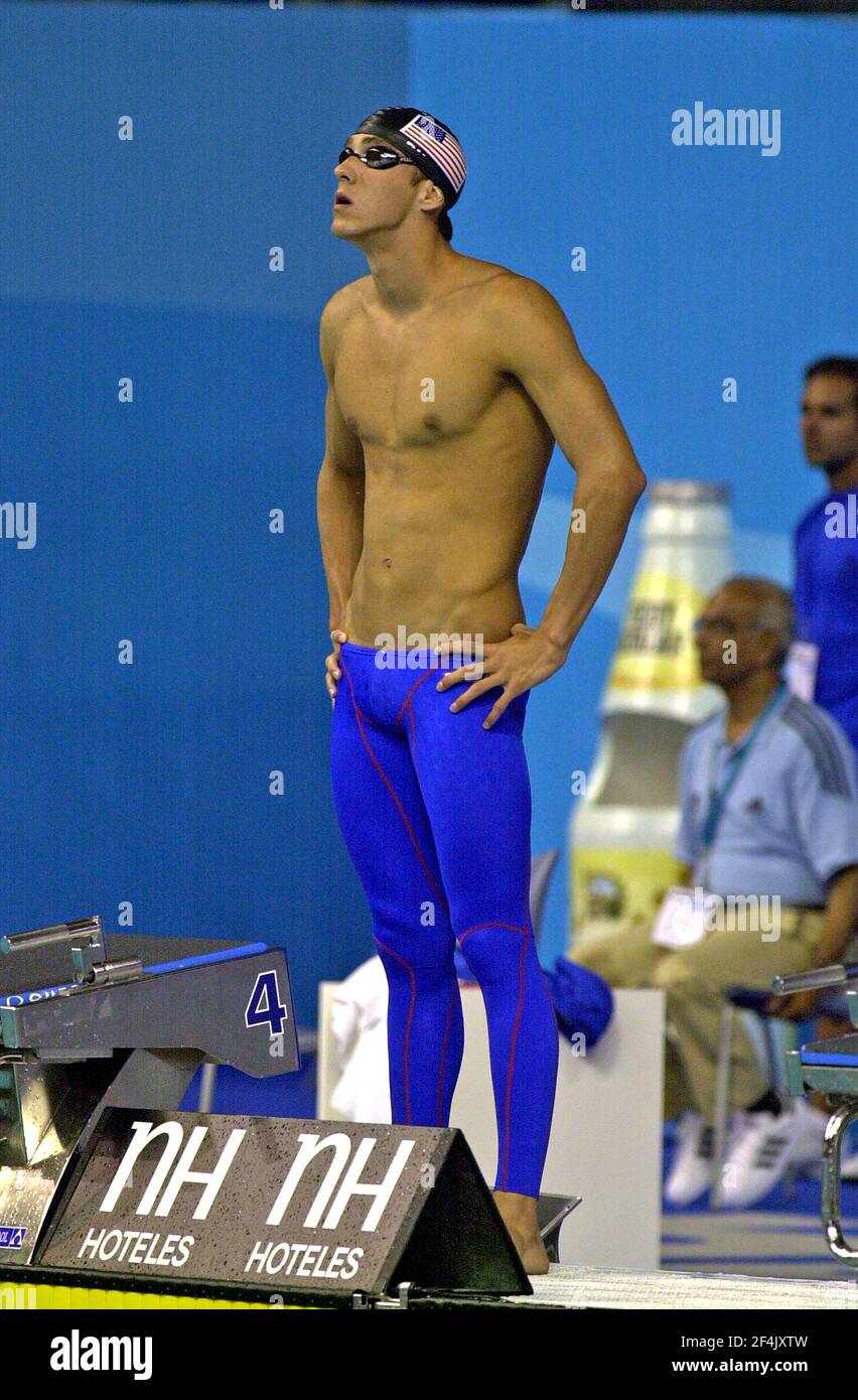 Michael Phelps, vainqueur des médailles d'or olympiques des États-Unis, au  premier sprint du Championnat du monde de natation, à Barcelone en 2003  Photo Stock - Alamy