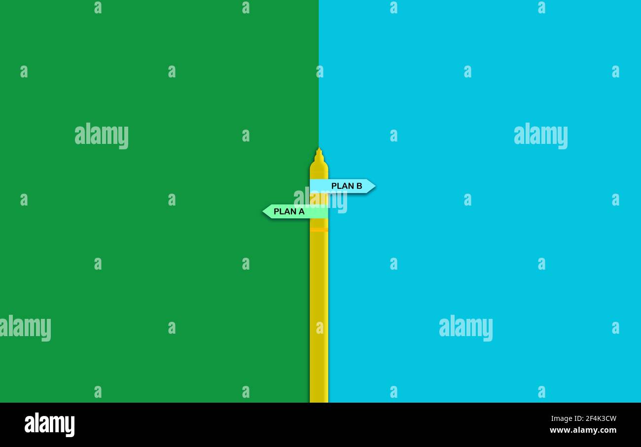 Plans d'affaires et stratégies concept, crayon indiquer le plan a ou le plan b dans deux couleurs différentes, 2 options Banque D'Images