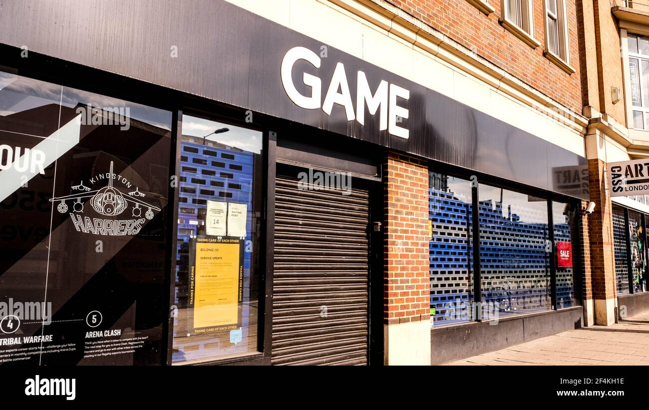 Londres, Royaume-Uni, mars 22 2021, Game computor Gaming High Street Store fermé pendant le verrouillage du coronavirus Covid-19 Banque D'Images