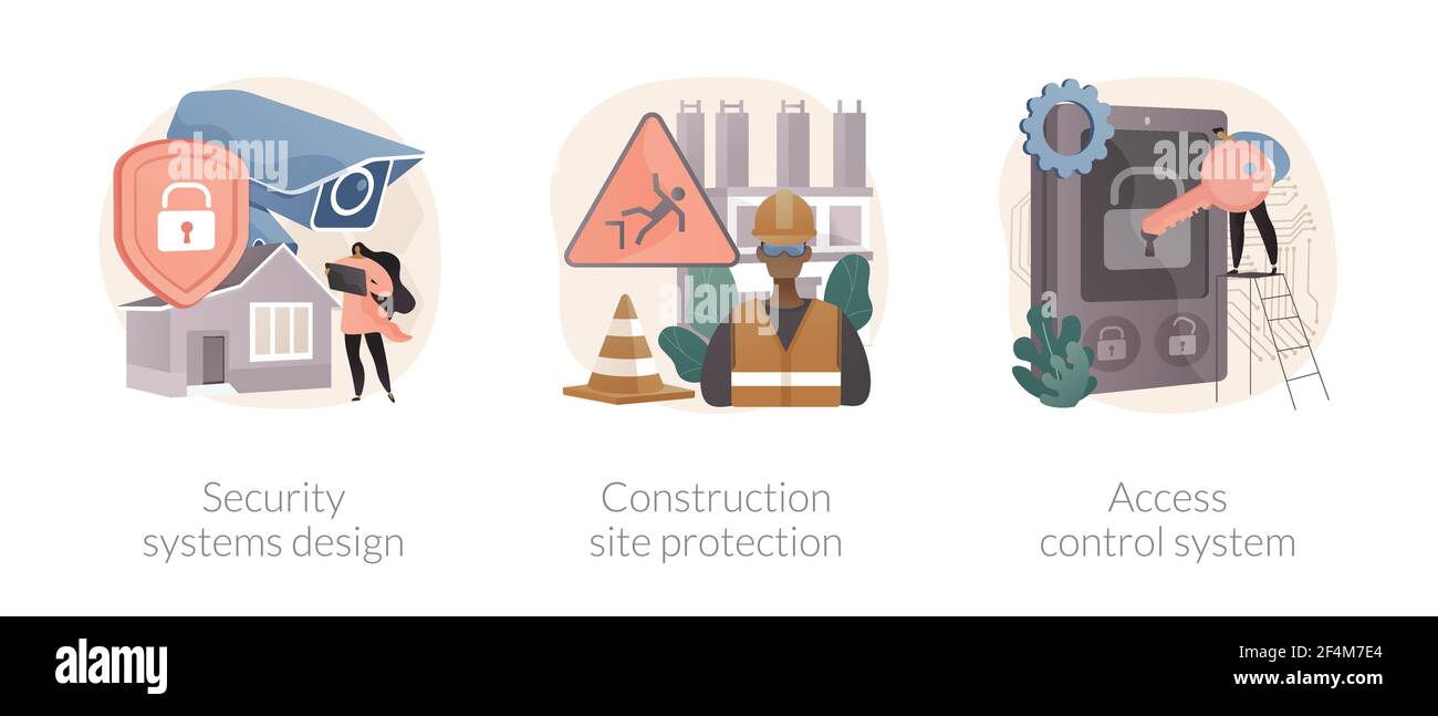 Illustrations vectorielles abstraites de concept des services de sécurité de la construction. Illustration de Vecteur