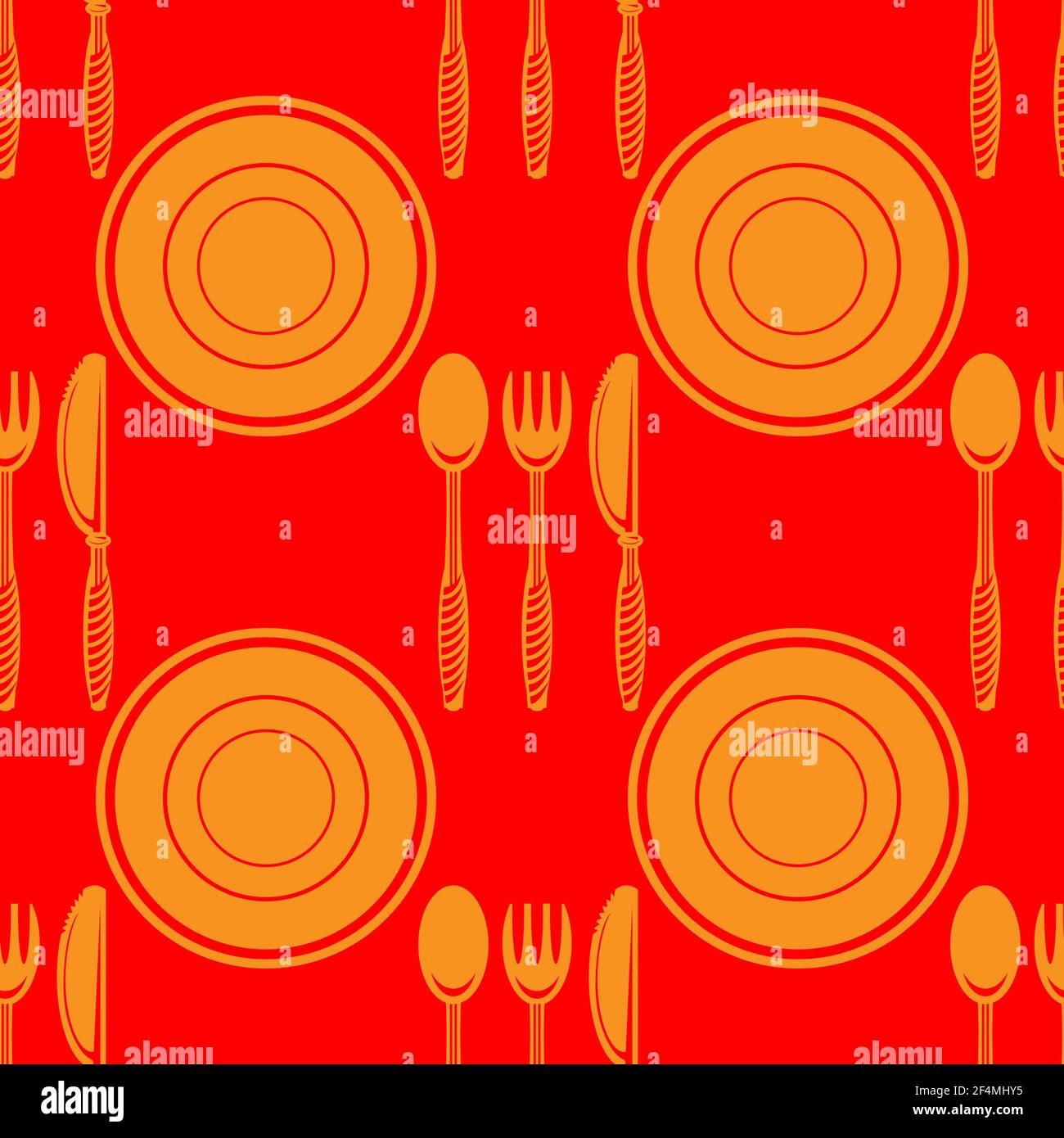Motif de cuisine sans couture pour le café. Logo de couteau à cuillère à fourche isolé sur fond rouge Illustration de Vecteur