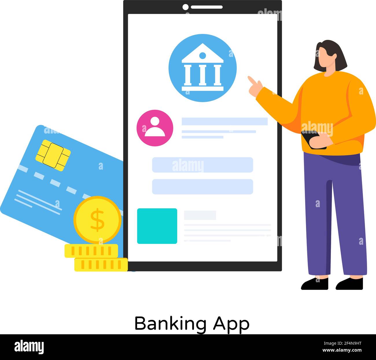 Illustration plate de l'application bancaire Illustration de Vecteur