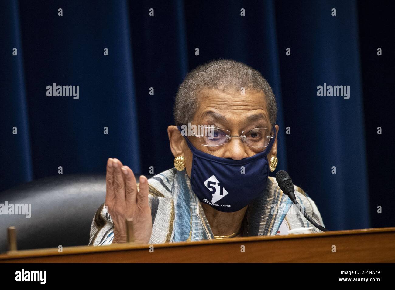 Del. Eleanor Holmes Norton, D.C., s'exprime lors de l'audition du Comité de surveillance et de réforme de la Chambre sur H.R.51, le « Washington, D.C., admission Act » à Washington, le lundi 22 mars 2021. Photo de Caroline Brehman/Pool/ABACAPRESS.COM Banque D'Images