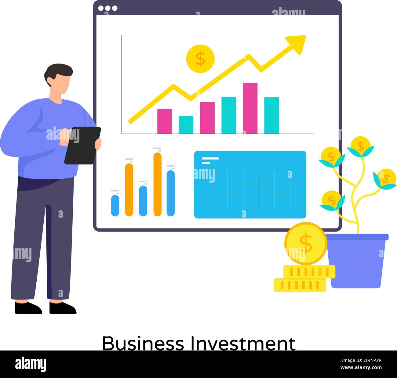 Vecteur de croissance de l'investissement des entreprises en téléchargement Premium Illustration de Vecteur