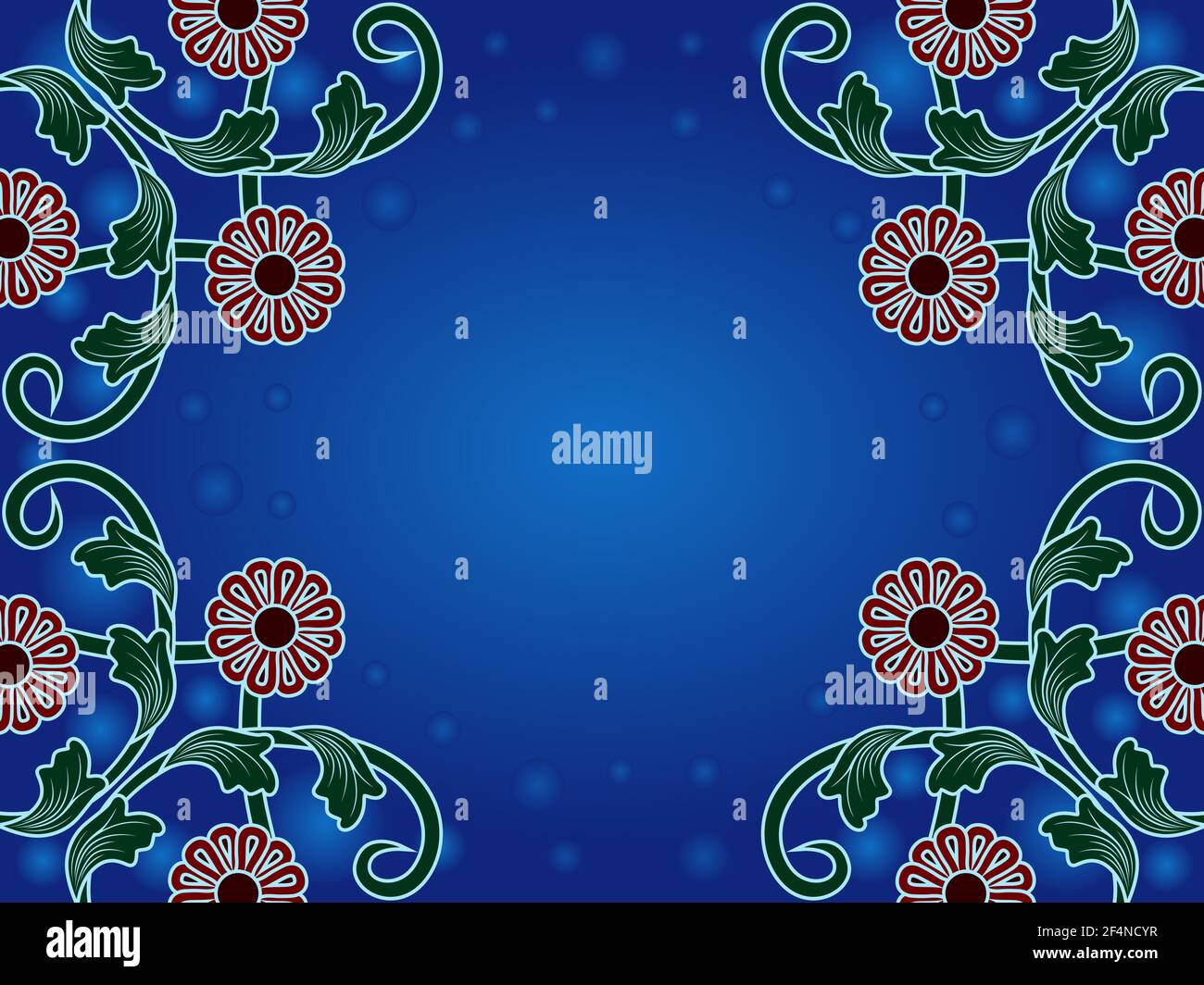 Carte de vœux romantique avec fleurs ornementales colorées sur fond bleu Illustration de Vecteur