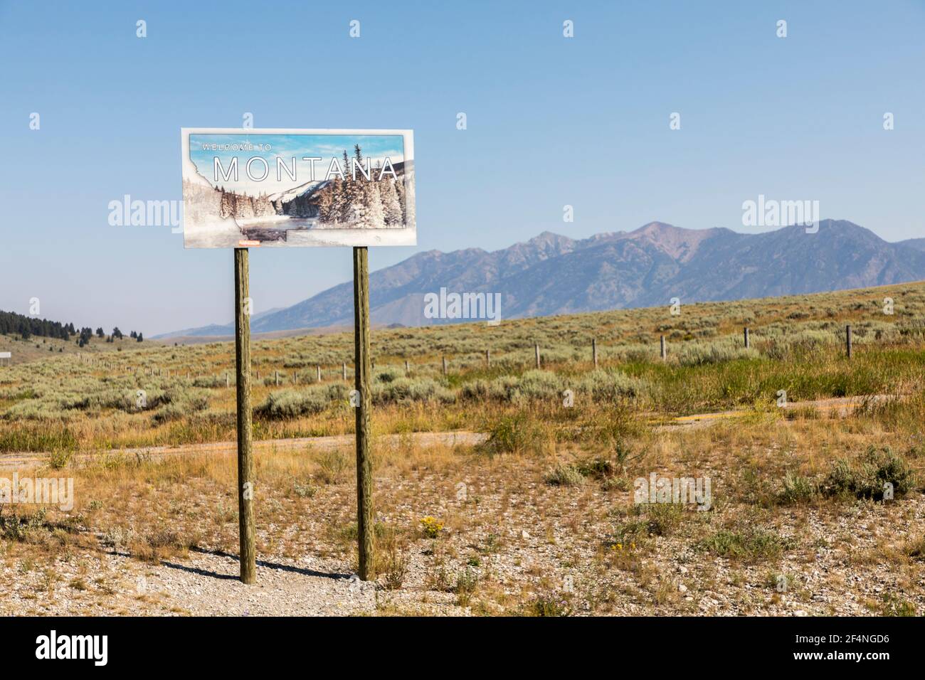 Bienvenue au panneau Montana, Missouri Flats, Montana, États-Unis Banque D'Images