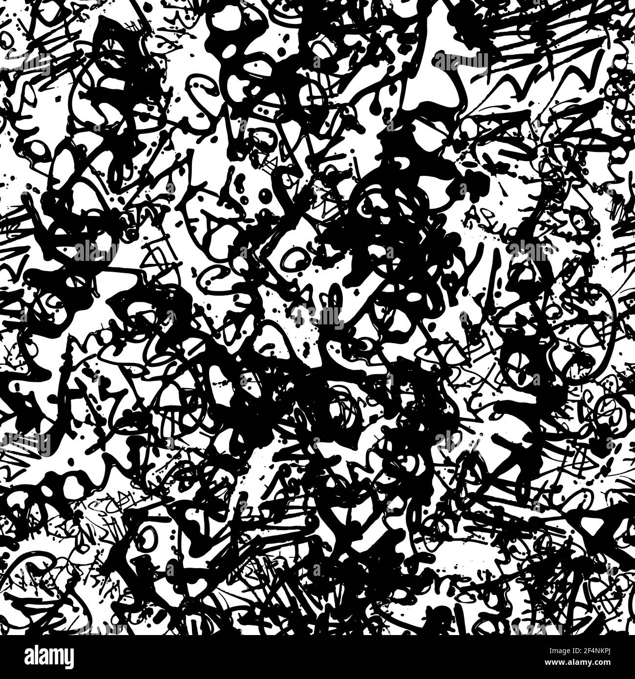 Motif de graffiti vectoriel sans couture avec balises abstraites, lettres sans signification. Mode dessin à la main texture, Street art style rétro, design Old School Illustration de Vecteur