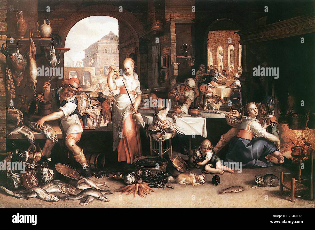Joachim Wtewael - scène de cuisine 1605 Banque D'Images