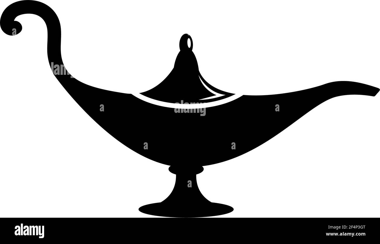 Lampe à huile Persique Magic, vecteur lanterne Genie. Illustration de l'icône vecteur plat. Symbole noir simple sur fond blanc. Signal lampe huile Genie Arabian Magic Illustration de Vecteur