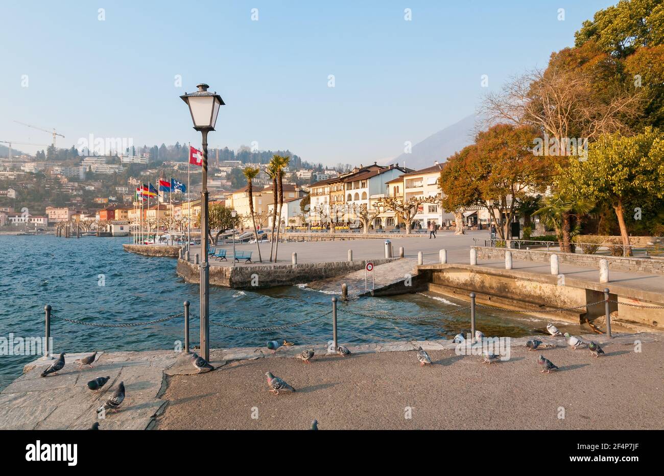 Ascona bord de lac sur les rives du lac majeur, Tessin, Suisse Banque D'Images