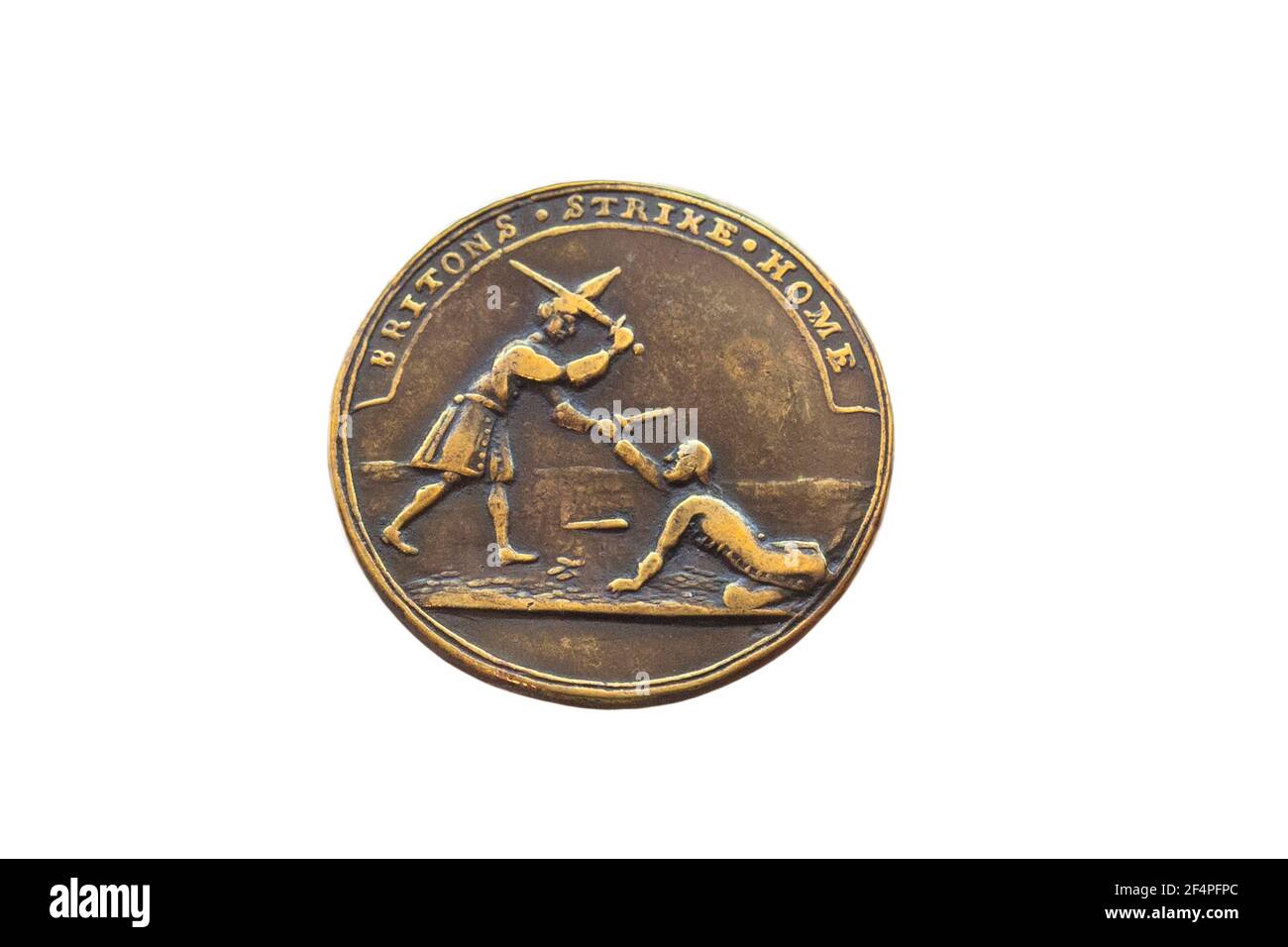 Médaille de bronze faisant allusion au traité d'El Pardo, 1739. Museo Naval. Madrid Banque D'Images