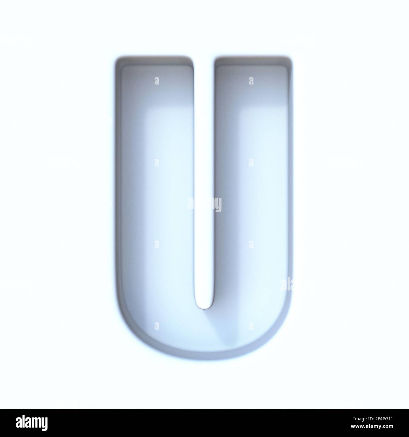 Police ombre trou blanc Letter U 3D render illustration isolée sur fond blanc Banque D'Images