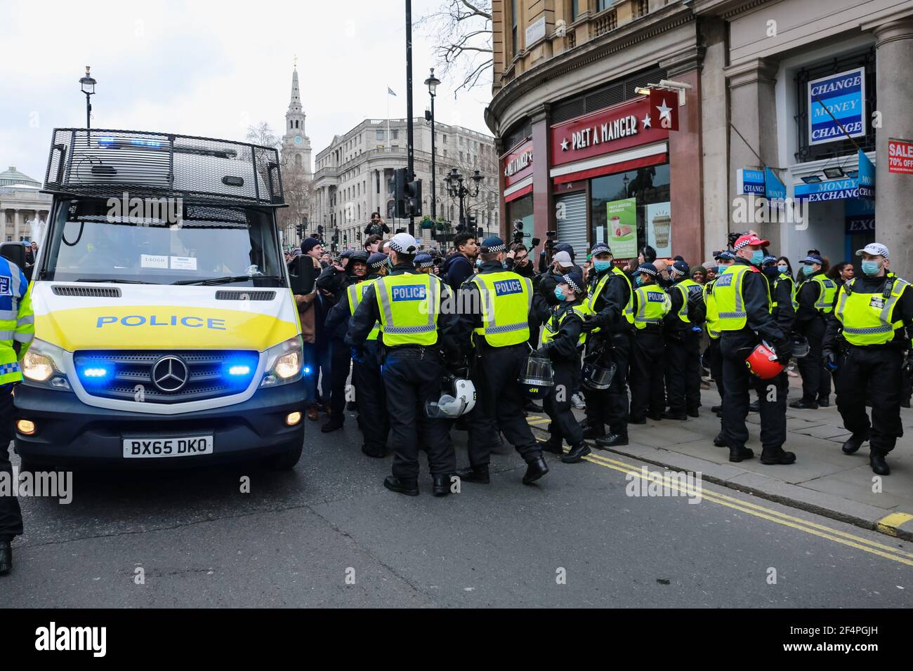 Londres, Royaume-Uni. 20 mars 2021. Manifestation anti-verrouillage à Trafalgar Square, dans le centre de Londres. Crédit: Waldemar Sikora Banque D'Images