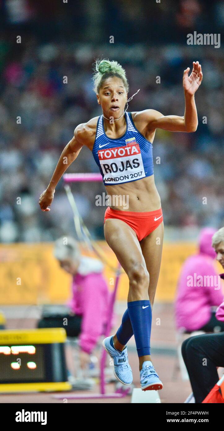 Yulimar Rojas (Venezuela). Triple Jump Médaille d'or. Championnats du monde d'athlétisme de l'IAAF, Londres 2017 Banque D'Images