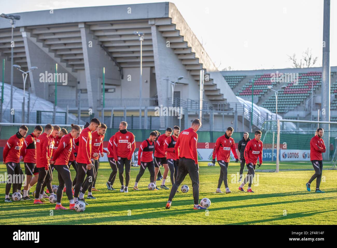 Varsovie, Pologne. 22 mars 2021. Les joueurs de Pologne sont vus en action lors de la première session de formation officielle de l'équipe nationale polonaise de football en 2021. Crédit : SOPA Images Limited/Alamy Live News Banque D'Images