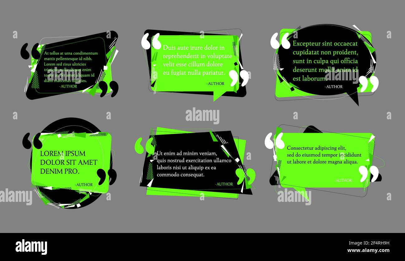 Ensemble de zones de texte Devis abstrait. Cadres de remarques de devis. Bulles de citations et modèles de remarques de citations de mention. Conception de zone de texte, balise Info, blog ou discus Illustration de Vecteur