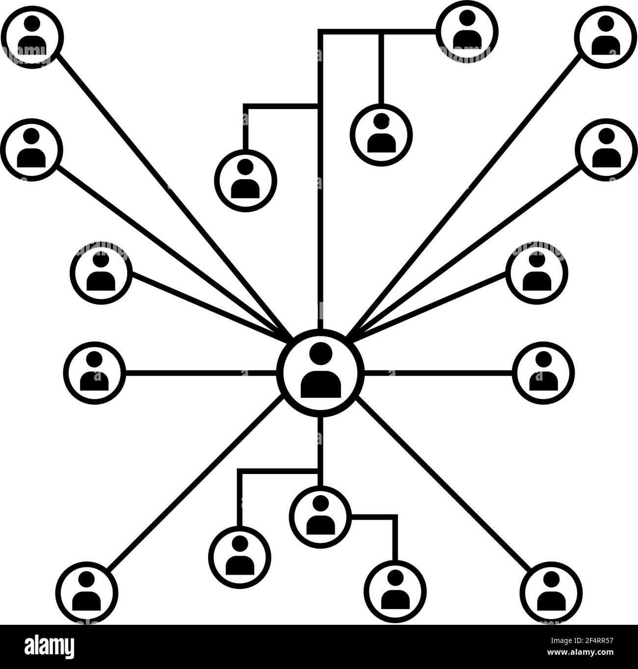 Illustration du vecteur d'icône de connexion réseau, concentrateur, réseau social à ligne plate isolée Illustration de Vecteur