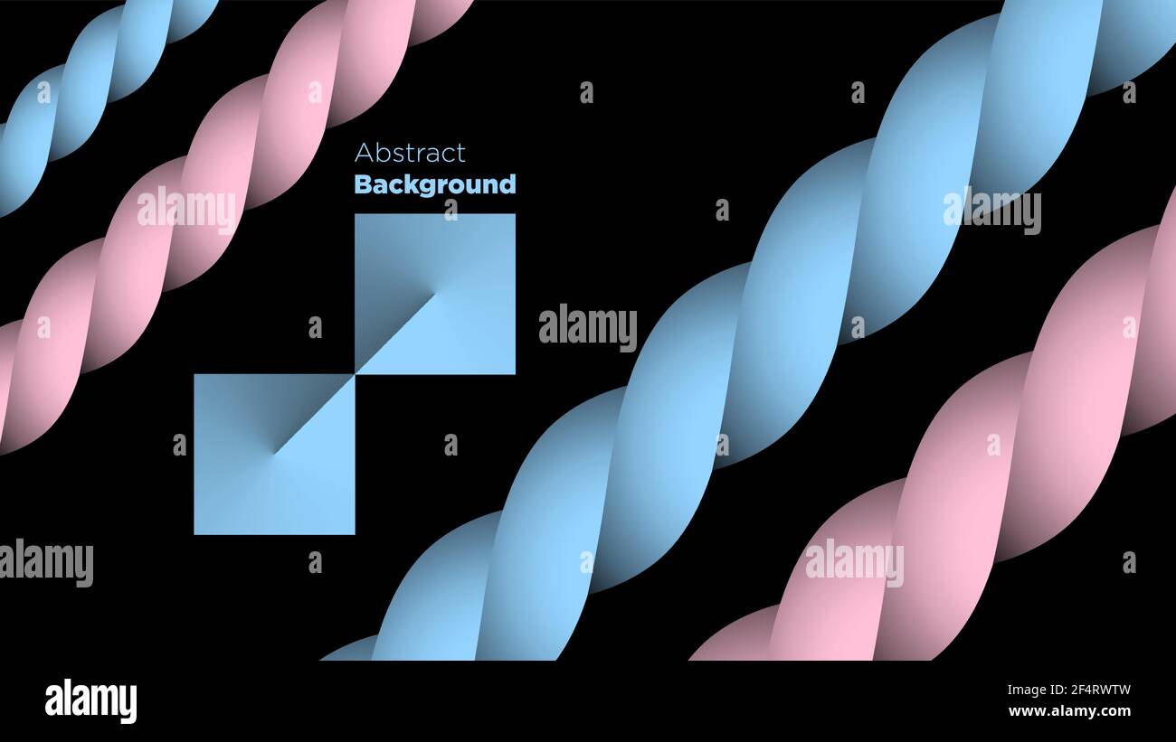 Arrière-plan noir avec illustration vectorielle abstraite rose et bleue. Illustration de Vecteur