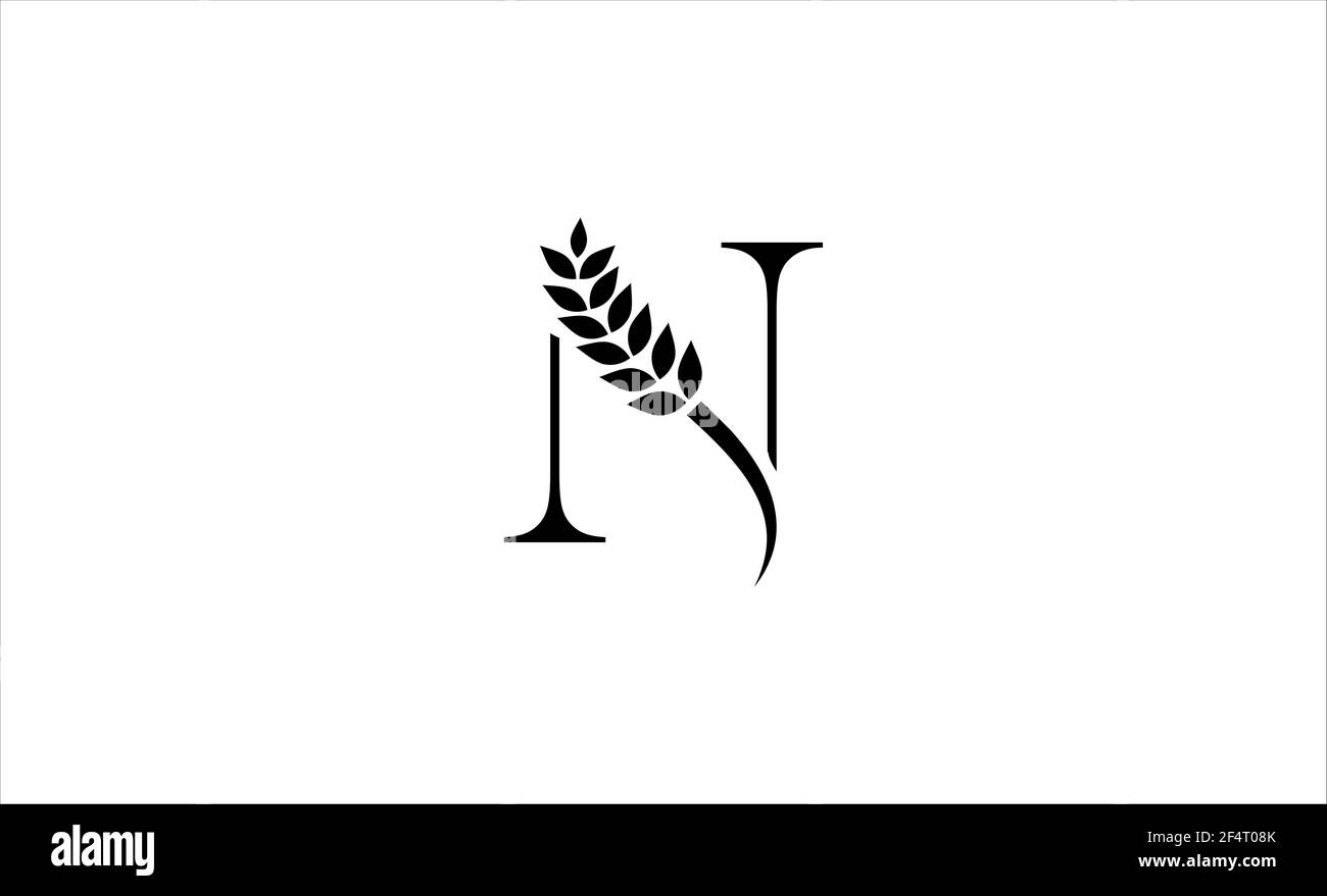 Illustration vectorielle de la lettre N du logo blé Banque D'Images