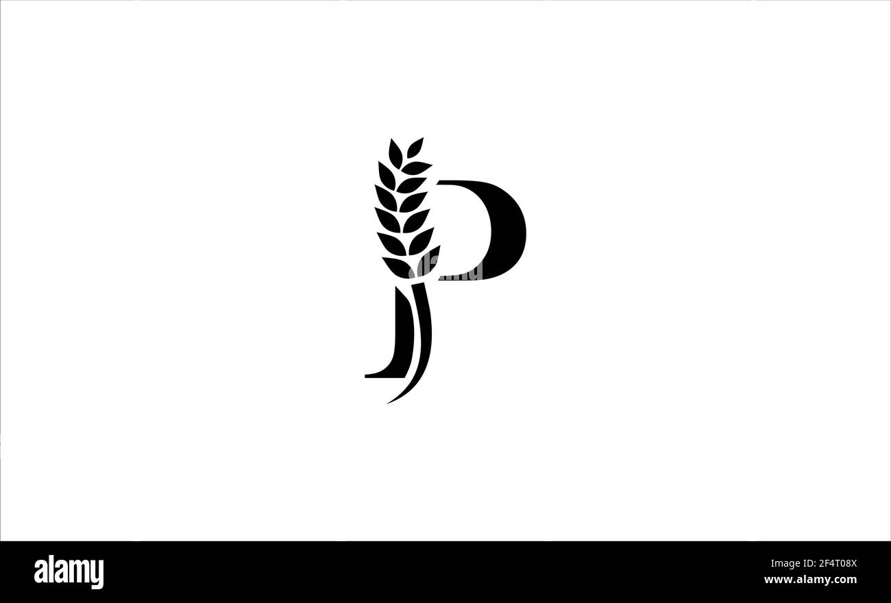 Illustration vectorielle de la lettre P du logo blé Banque D'Images