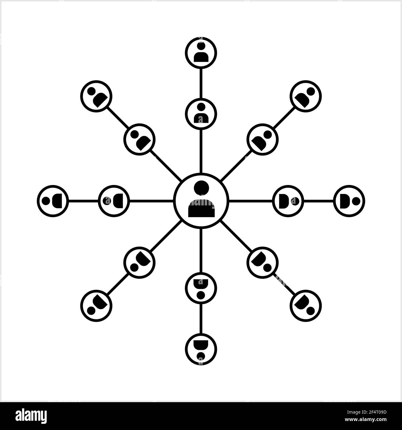 Connexion réseau, concentrateur, réseau social conception d'icônes à ligne plate isolée Illustration vectorielle Illustration de Vecteur