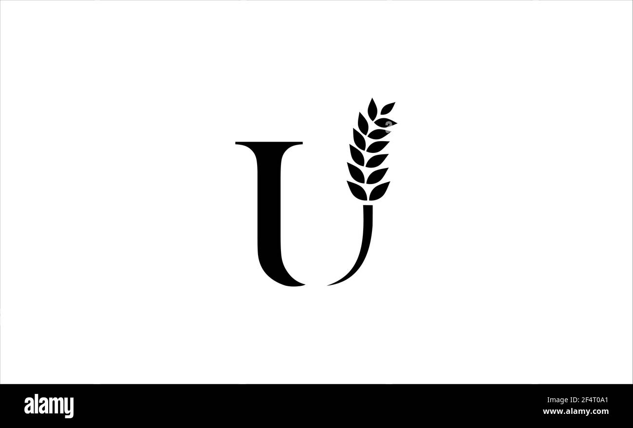 Illustration vectorielle de la lettre U du logo blé Banque D'Images