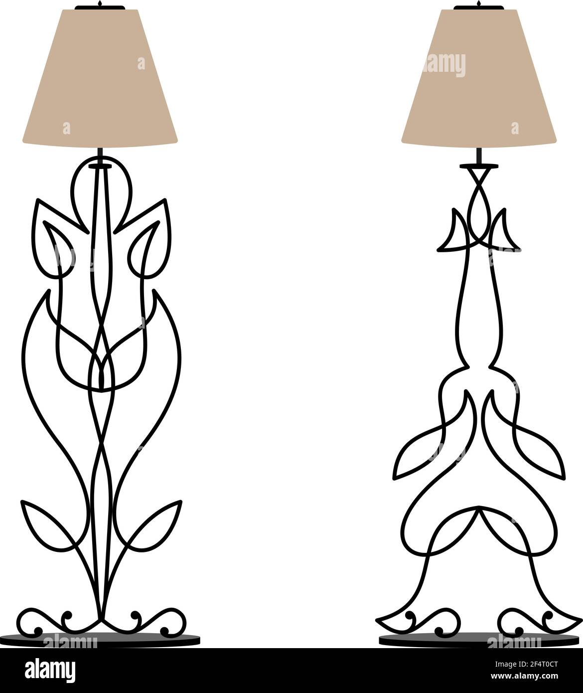 Illustration de la conception de la lampe sur pied de table en fer forgé  Image Vectorielle Stock - Alamy