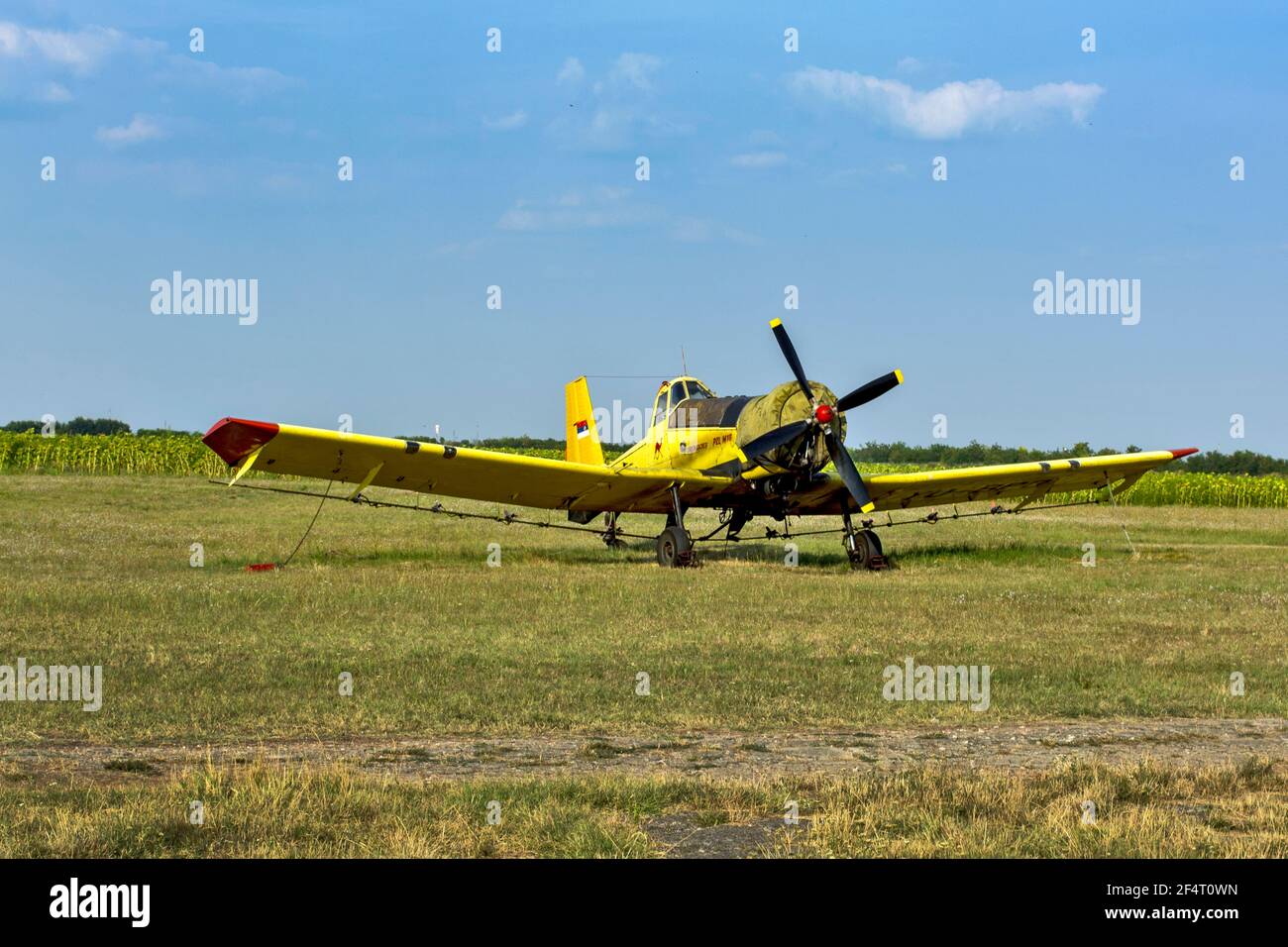 Zrenjanin, Ecka, Serbie, août 04,2015. Ancien aéroport et un vieux avion qui vole occasionnellement pour les besoins touristiques, scolaires ou agricoles. Banque D'Images