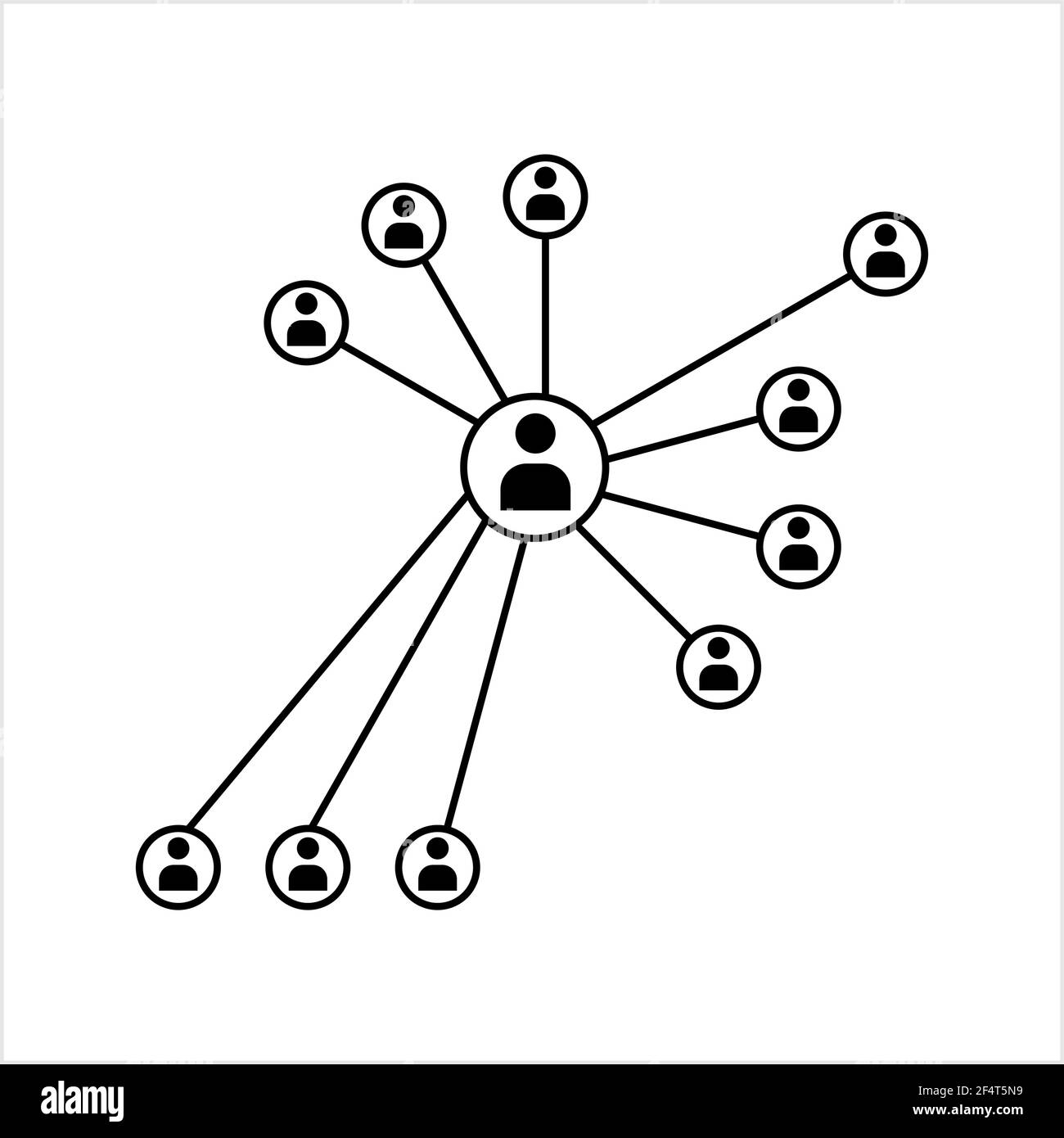 Connexion réseau, concentrateur, réseau social conception d'icônes à ligne plate isolée Illustration vectorielle Illustration de Vecteur