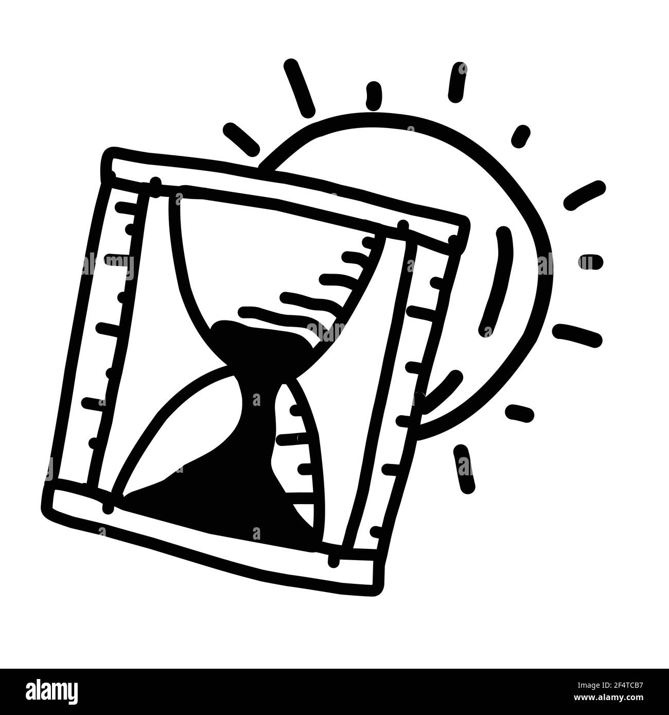 Business sablier dessin d'icône à la main, contour noir, icône de doodle, icône de vecteur. Illustration de Vecteur