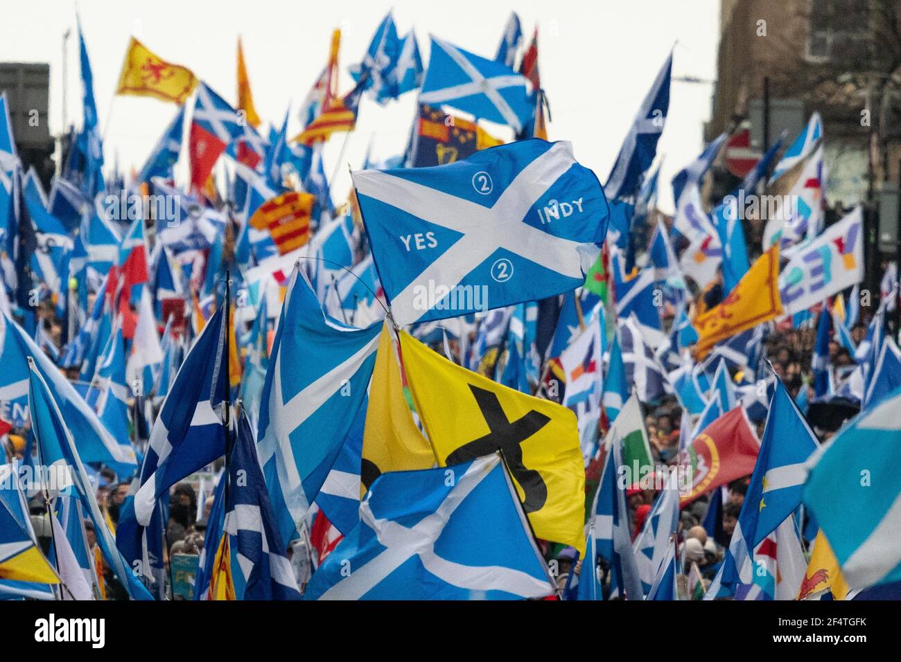 Scottish Independence March, Glasgow, Écosse, Royaume-Uni 2020 Banque D'Images