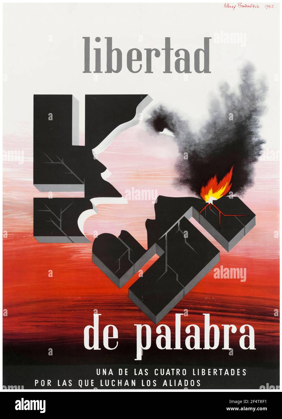 Spanish, WW2, Freedom of Speech: L'un des quatre alliés de la liberté se battent pour, affiche, 1942-1945 Banque D'Images