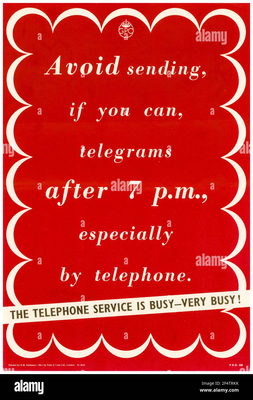 British, WW2 public information Poster: Le service téléphonique est occupé, très occupé!, 1942-1945 Banque D'Images