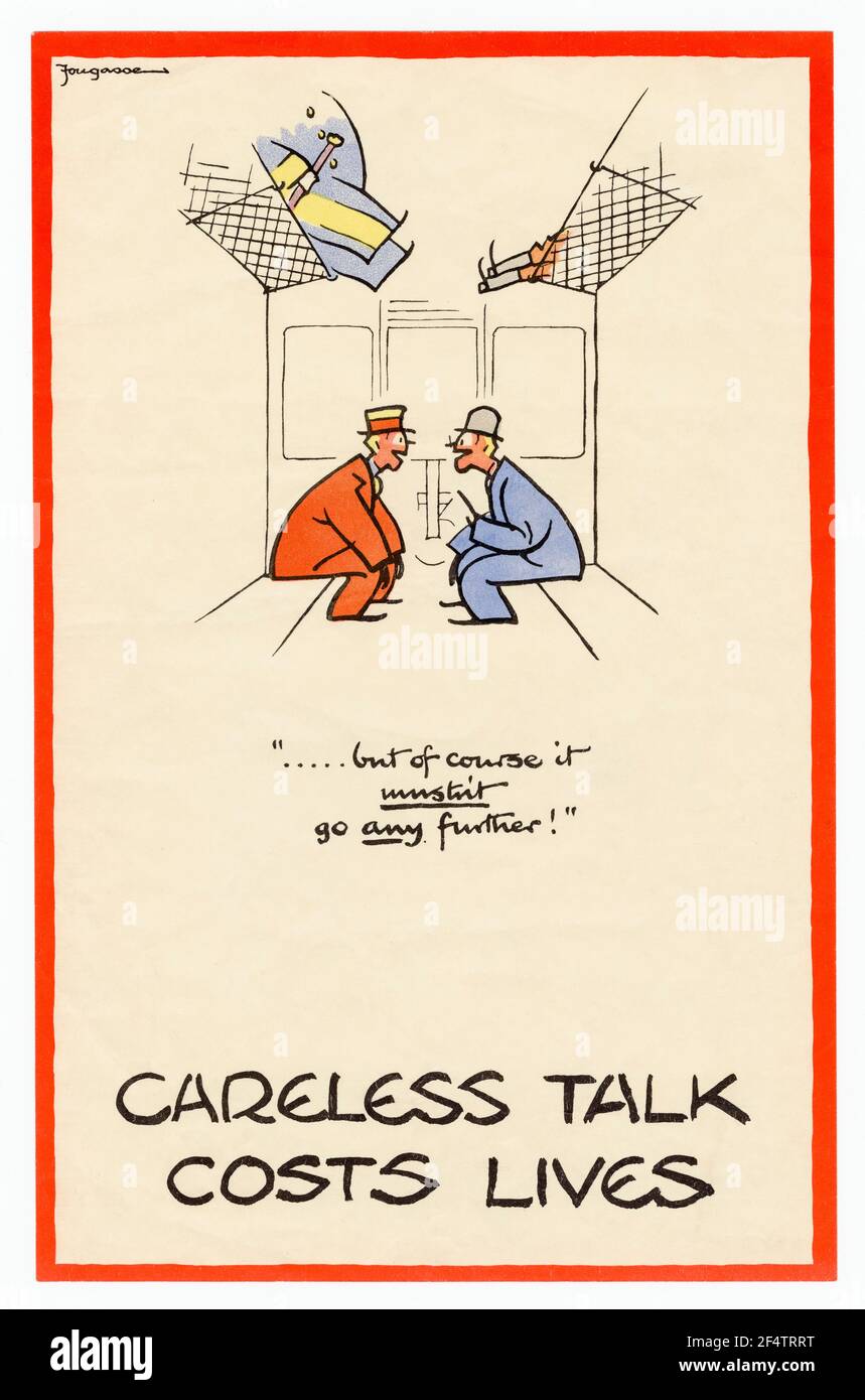 British, WW2, Cariness Talk Cables Cots Lives, affiche d'information publique, 1942-1945 Banque D'Images