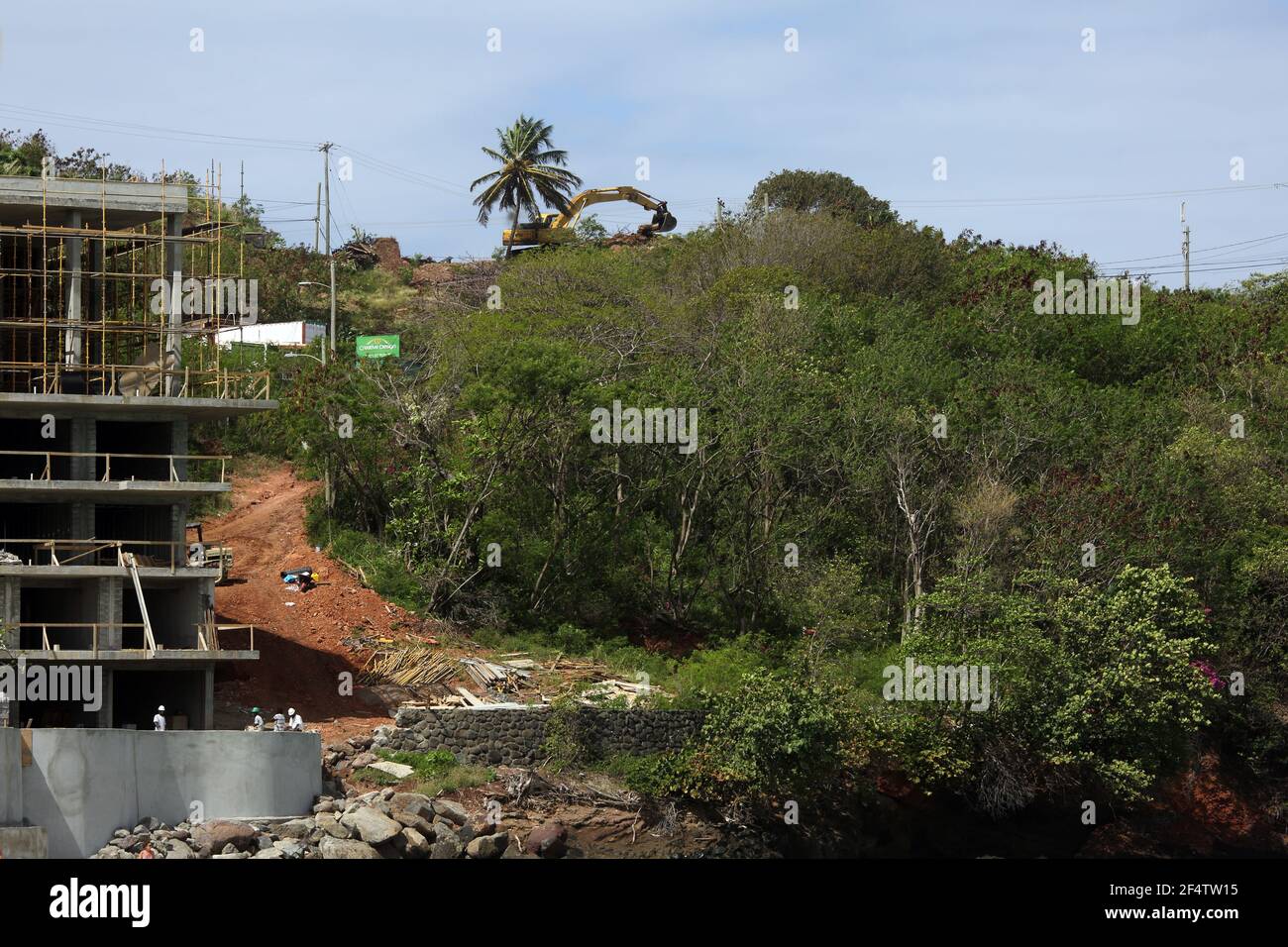 Grande Anse Beach Grenade Construction d'un nouvel hôtel Banque D'Images