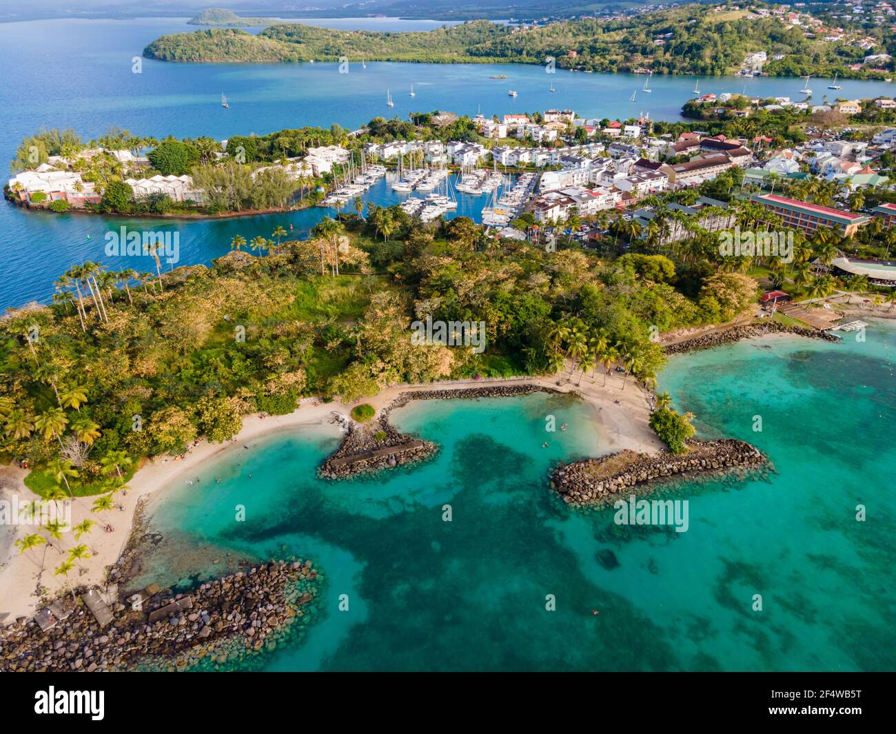 Les trois-Ilets, Martinique, FWI - vue aérienne de la Pointe du bout et du  port de plaisance Photo Stock - Alamy