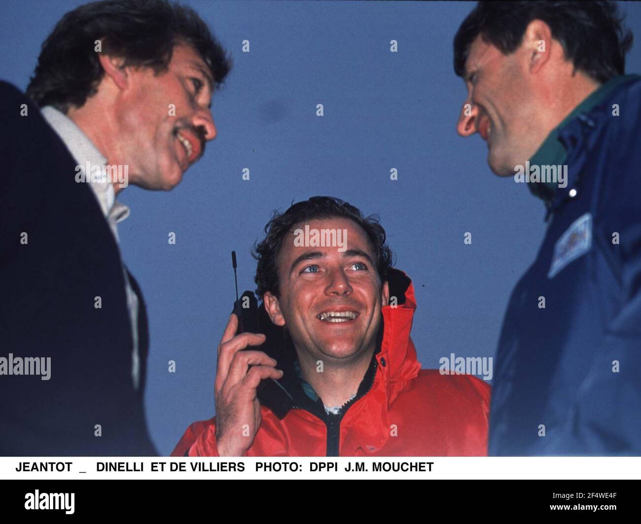 VENDÉE GLOBE CHALLENGE 1996-97 - PHOTO: JEAN-MARC MOUCHET / DPPI RAPHAEL DINELLI - ALGIMOUSS PHILIPPE JEANTOT - PHILIPPE DE VILLIERS Banque D'Images