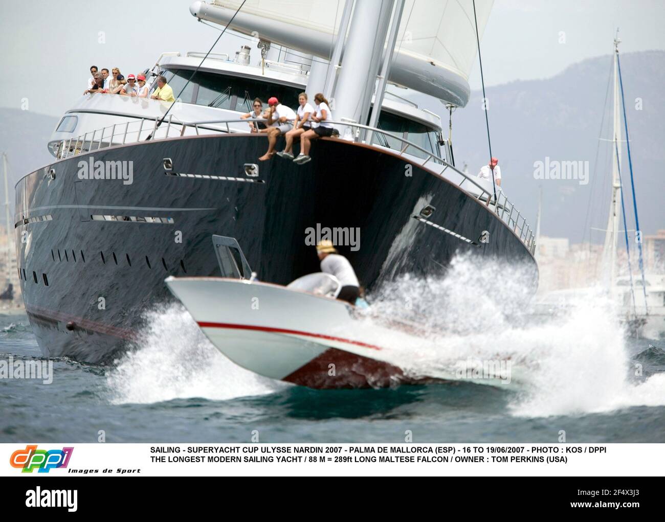 VOILE - SUPERYACHT COUPE ULYSSE NARDIN 2007 - PALMA DE MAJORQUE (ESP) - 16 AU 19/06/2007 - PHOTO : KOS / DPPI LE PLUS LONG YACHT À VOILE MODERNE / 88 M = 289M DE LONG MALTAIS FALCON / PROPRIÉTAIRE : TOM PERKINS (USA) Banque D'Images